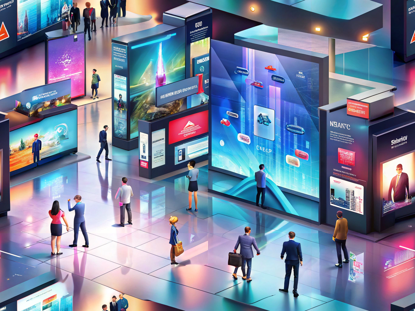 Modern digital signage in a retail environment engaging customers with vibrant displays