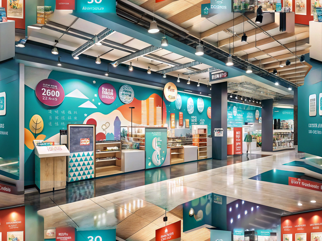 Engaging retail environment showcasing data-driven custom signage that tells visual stories