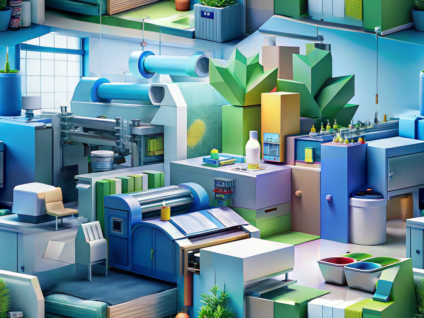 Eco-friendly digital printing setup showcasing sustainable materials and processes