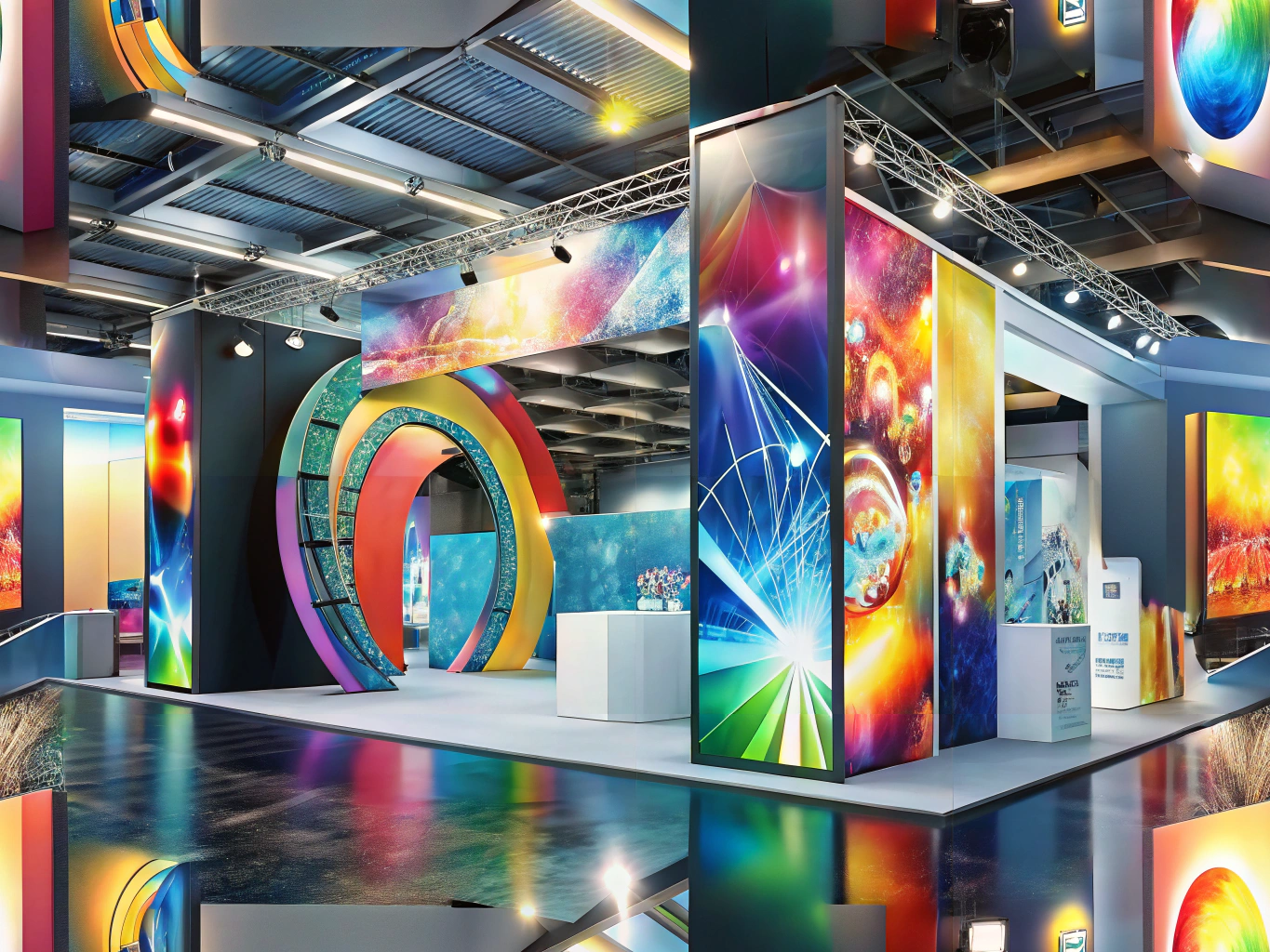 Large format printing showcased in a vibrant trade show display