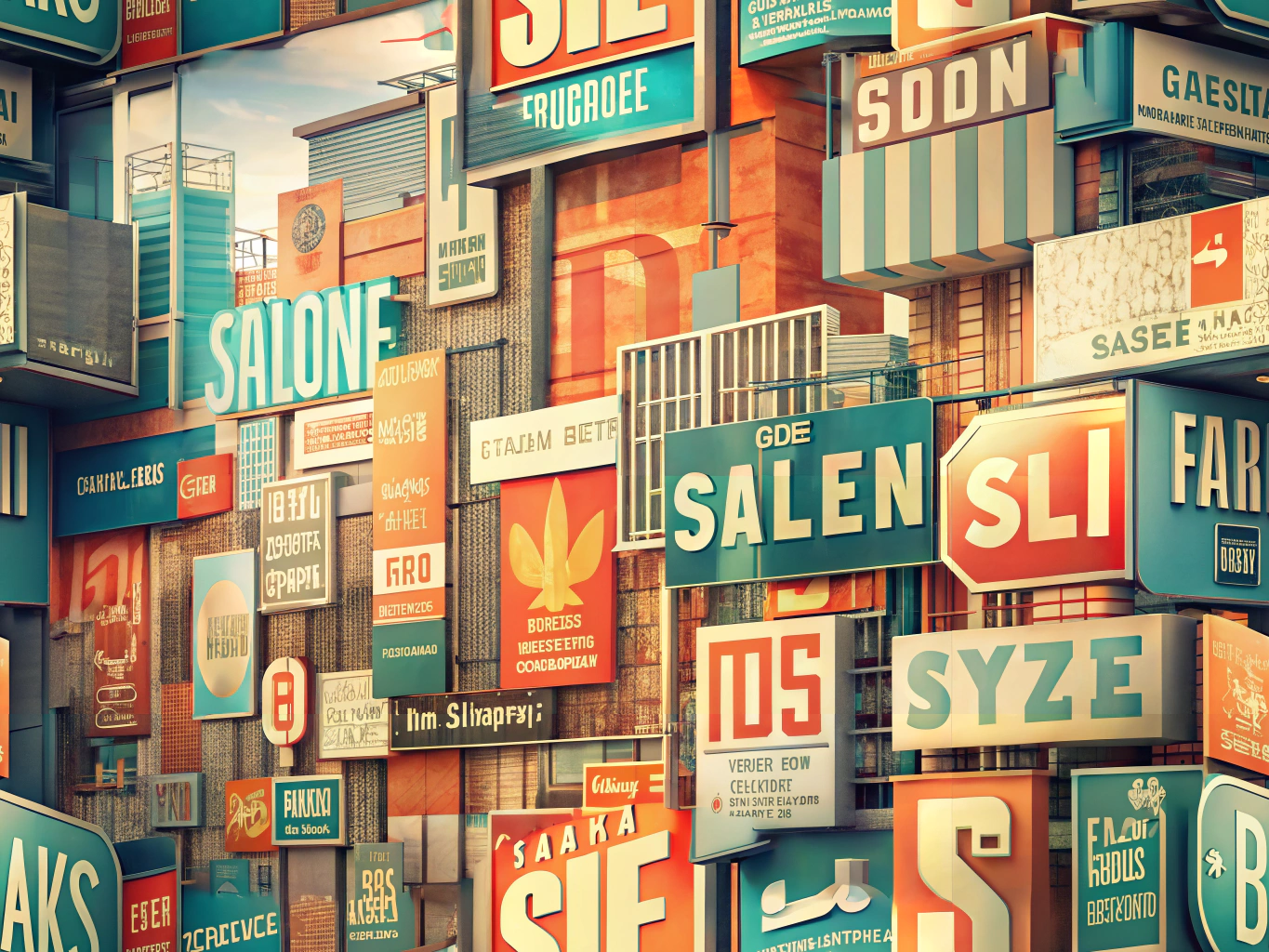 Various signage showcasing different font styles for optimal readability
